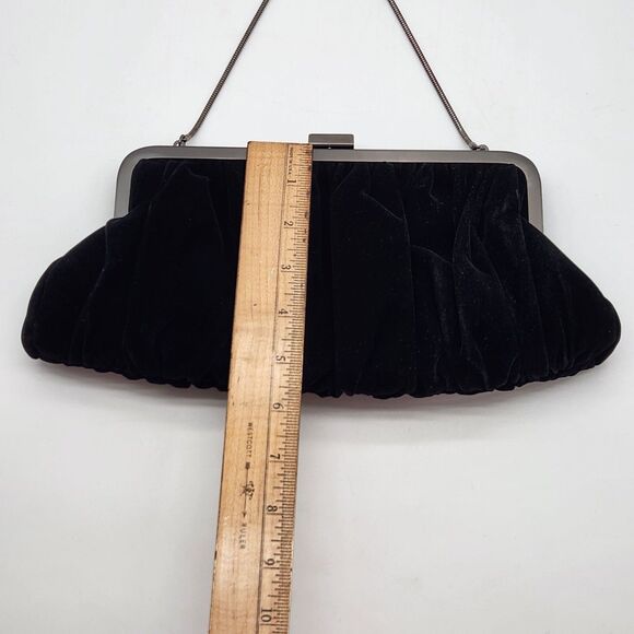 Vintage Y2K Convertible Evening Bag Elegant Chic Black Velvet Clutch Party Event - Picture 10 of 12